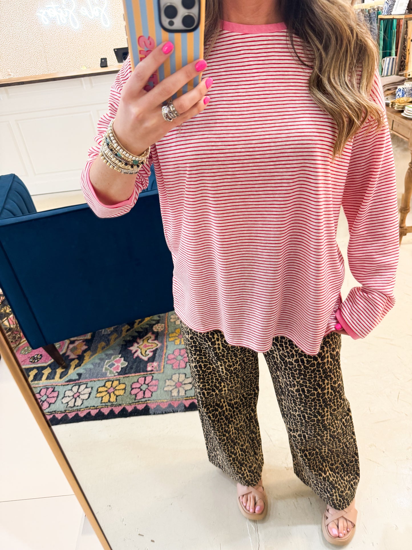 Lena Stripe Cherry Top