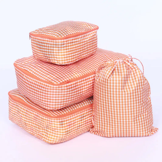 Gingham Orange Packing Cubes