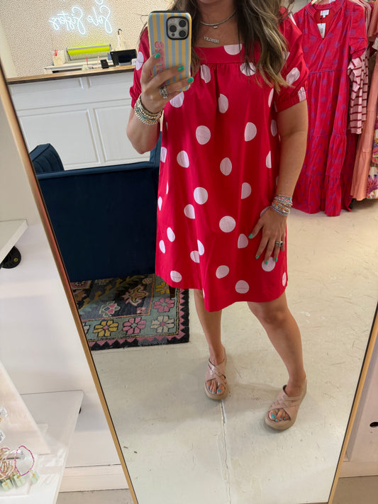 Peyton Red Polka Dot Dress