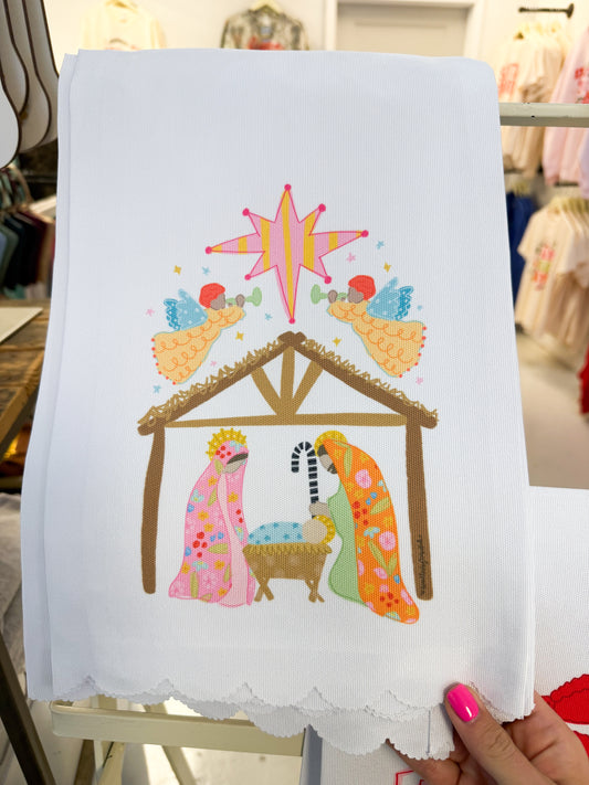 Whimsy Nativity Tea Towel