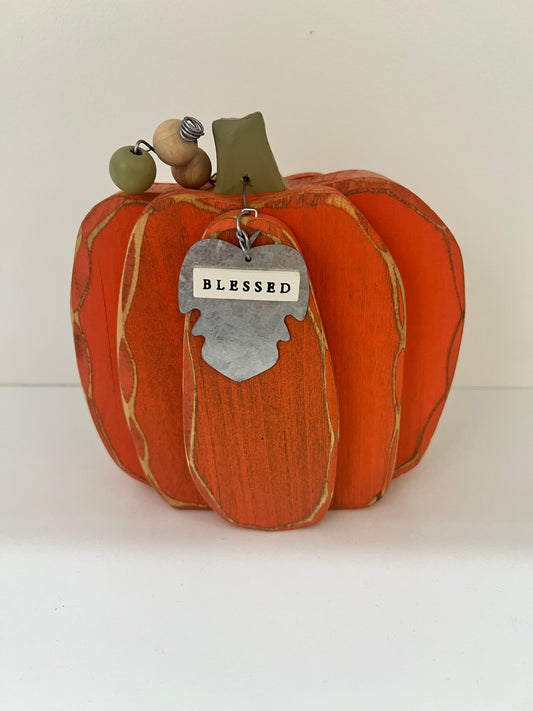 Blessed Wooden Pumpkin Small