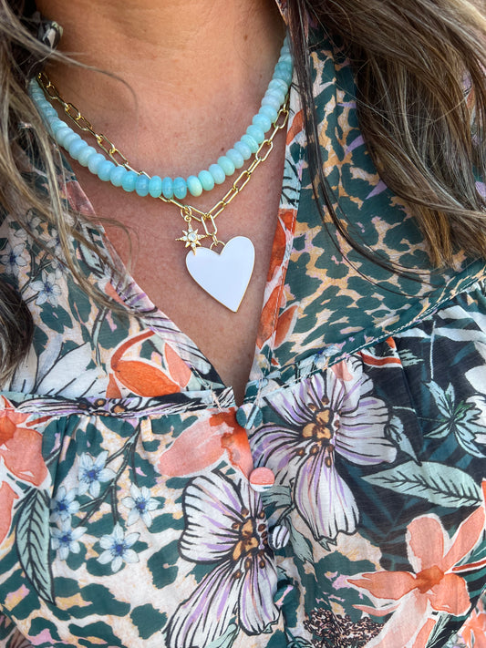 White Enamel Heart/Star Necklace