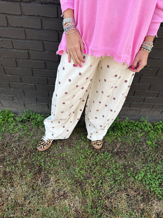Polka Dot Dreams Brown Wide Leg Pants