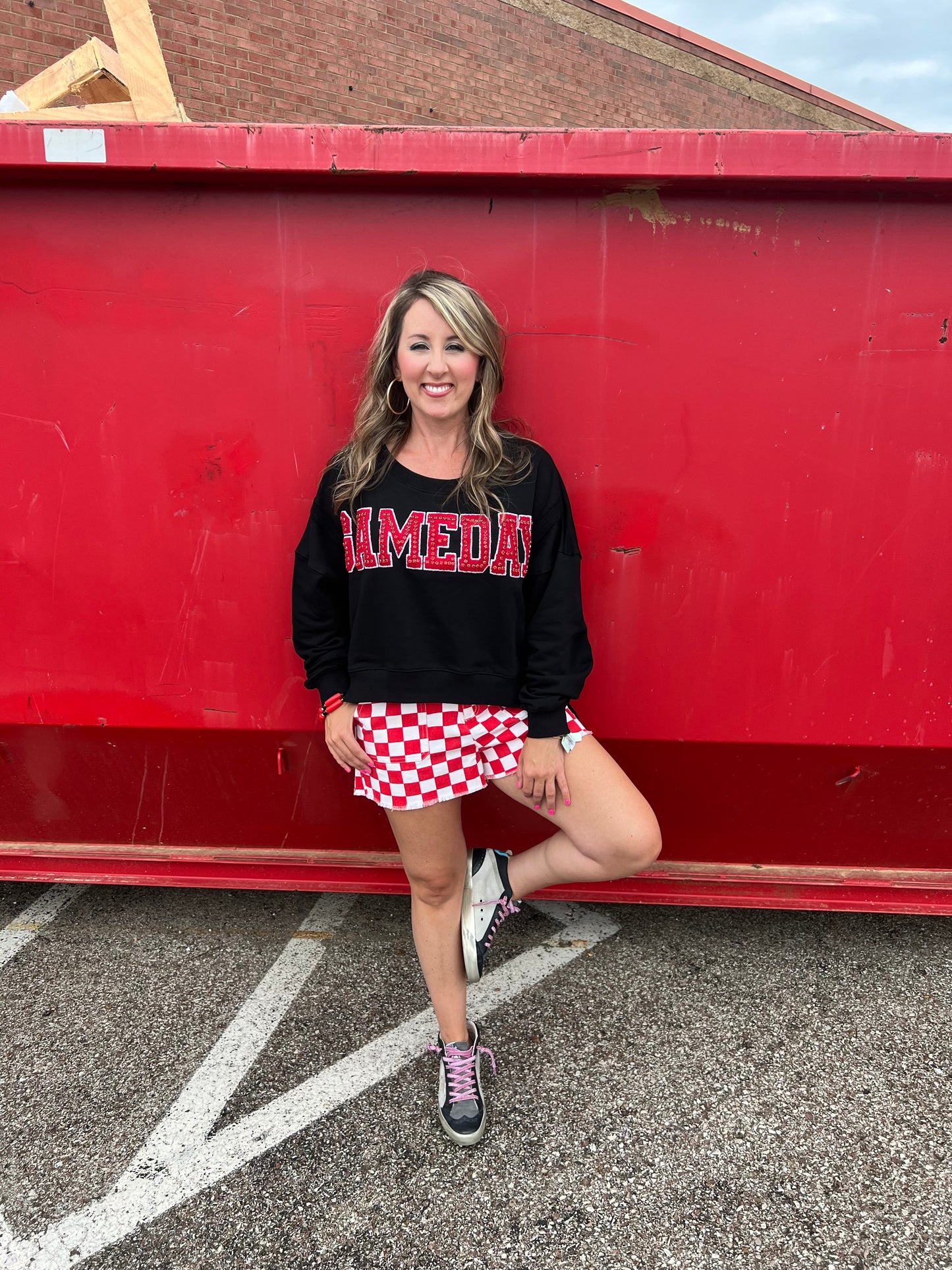 Checkered Dreams Red Shorts