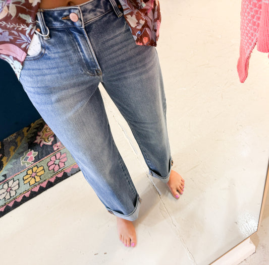 Bleu Boyfriend Mid Rise Ankle Jeans