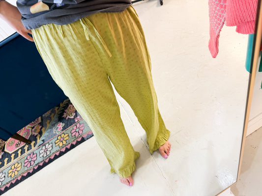 Daisy Dot Chartreuse Pants