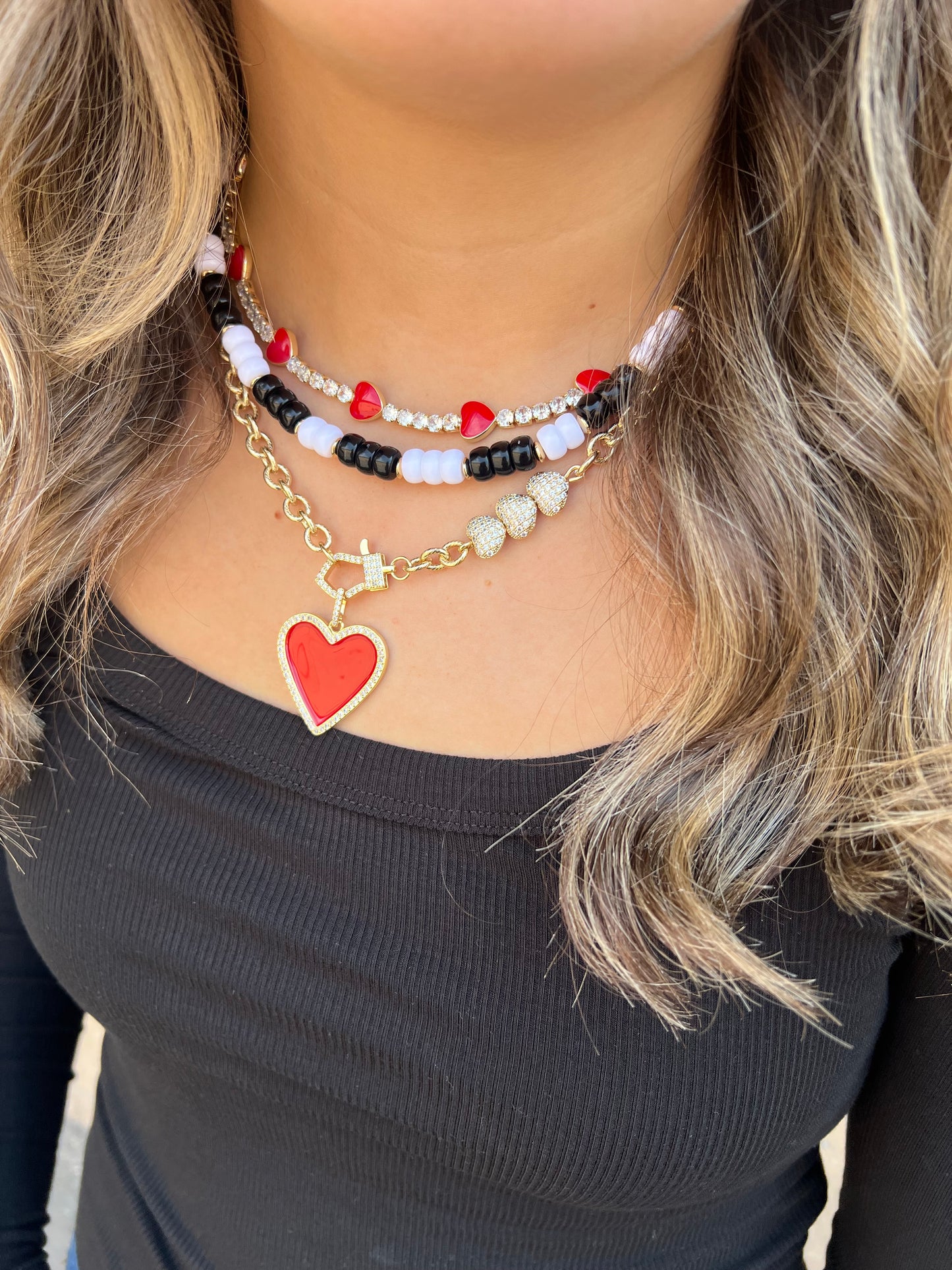 Red Heart Rhinestone Choker