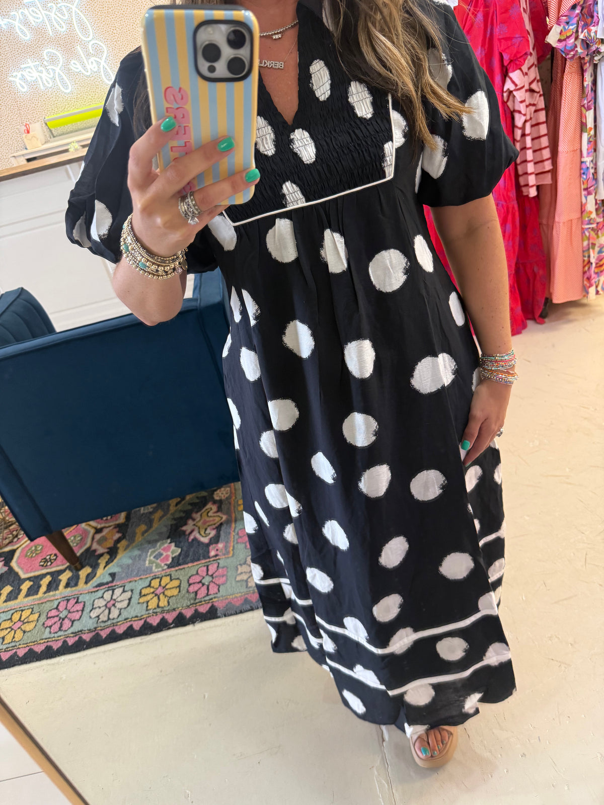 Mallie Polka Dot Black Dress