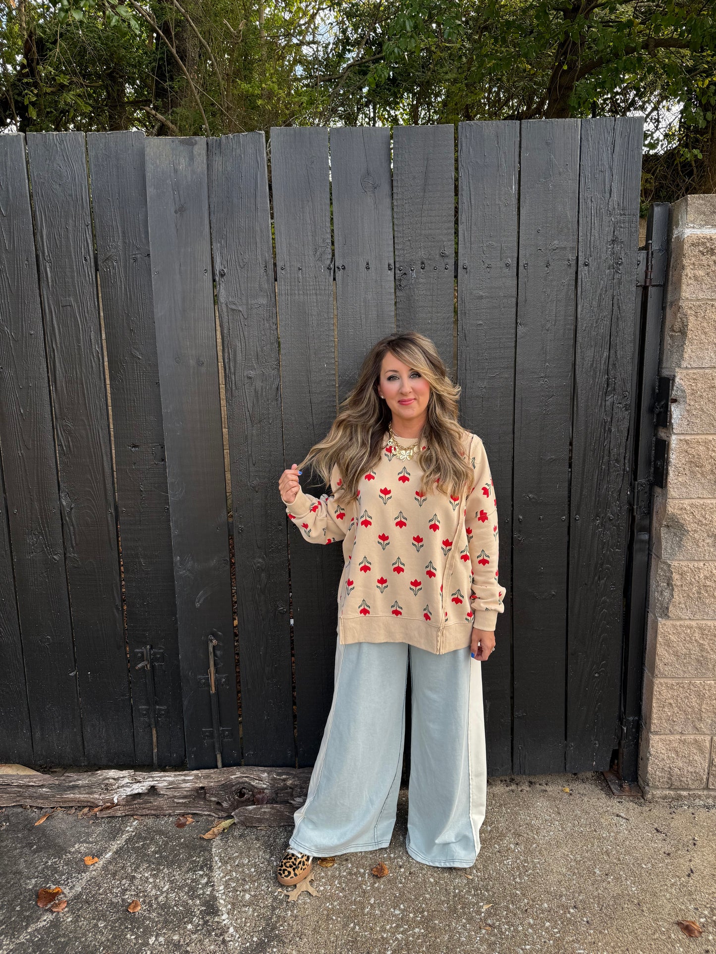 Pops of Flowers Cream Top