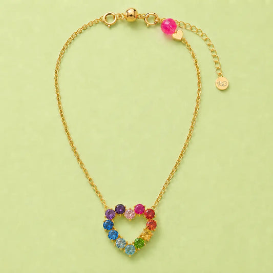 14K Gold-Plated Necklace - Gem Heart - Katie Colorful