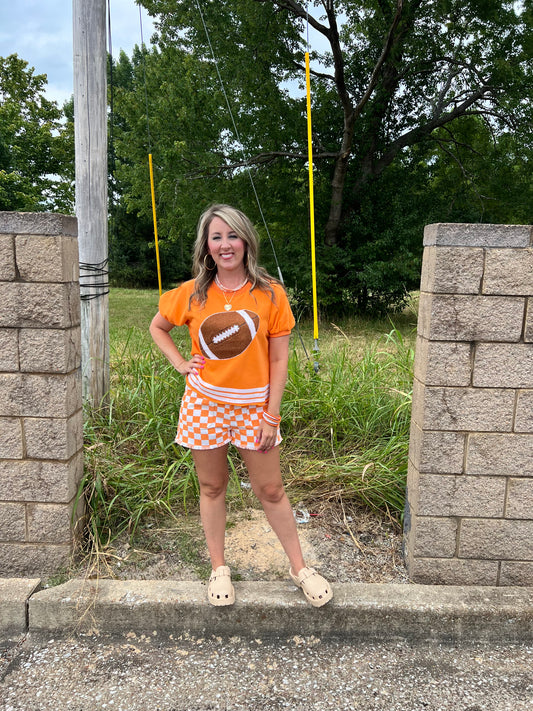 Checkered Dreams Orange Shorts