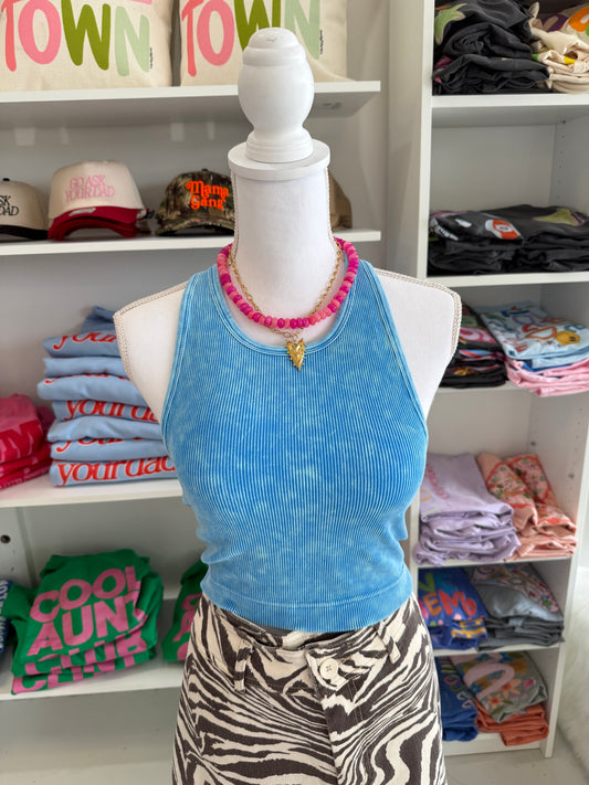 Tate Cropped Tank Top Blue
