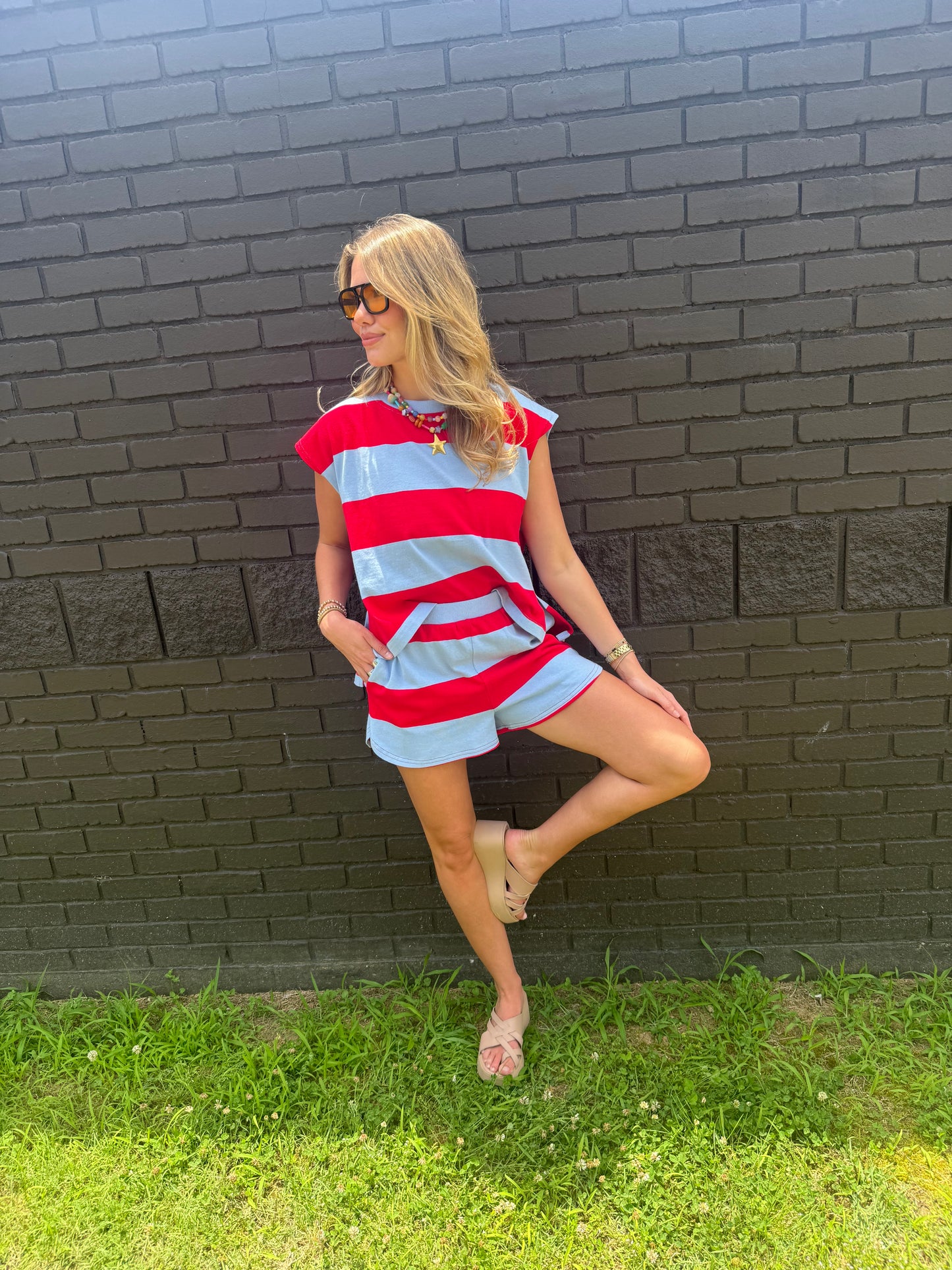 Ellis Red/Blue Top