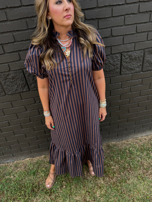 Allie Stripe Caramel Midi