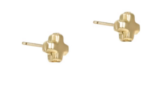 E Newton Signature Cross Small Gold Stud