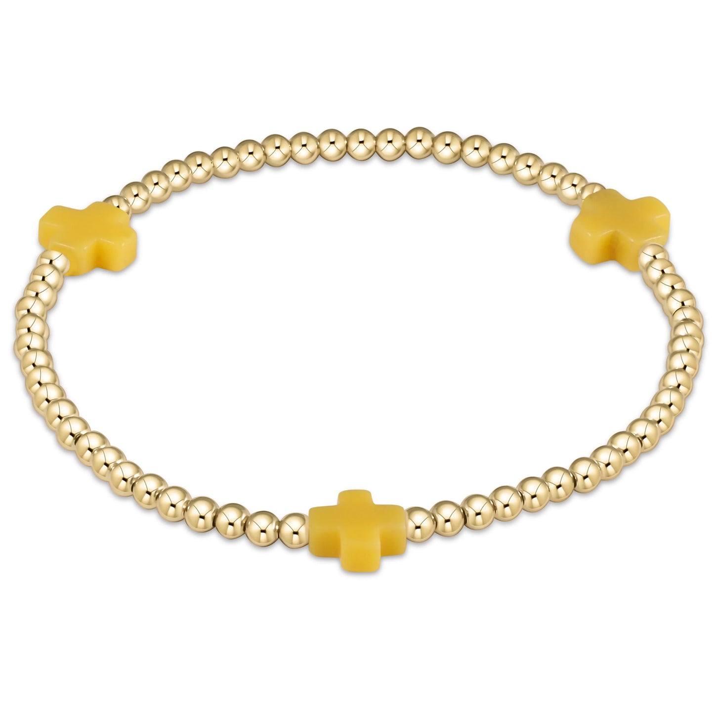 E Newton Cross Signature Gold Pattern 3mm Bracelet Canary