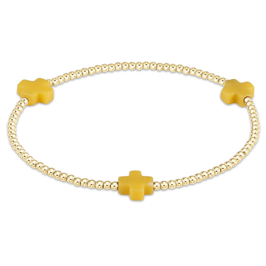 E Newton Signature Cross Gold Pattern 2mm Bracelet Canary