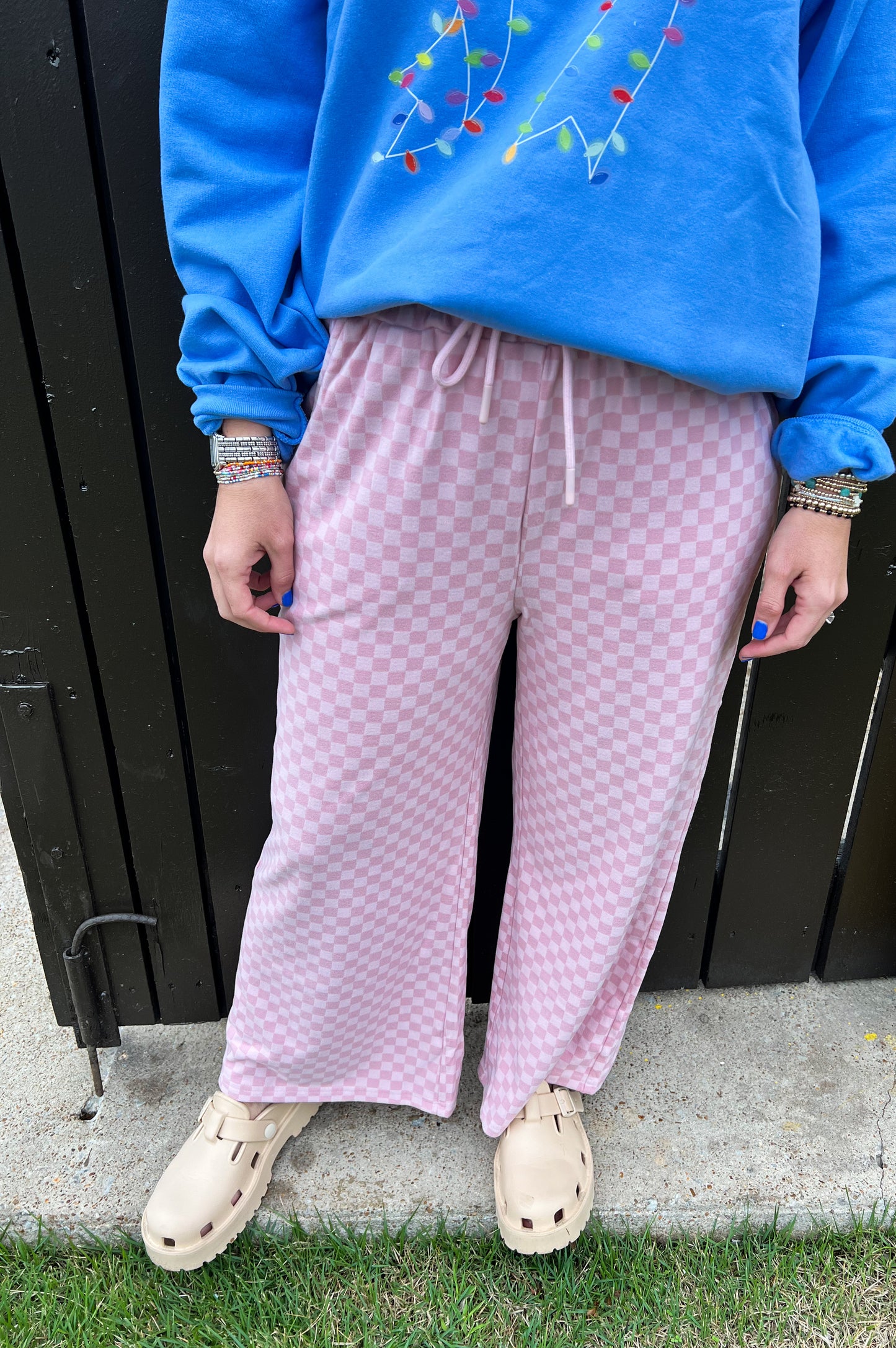 Checked Pants Pink