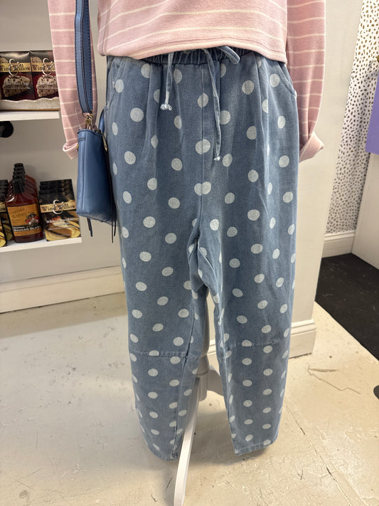 Jayden Polka Dot Barrel Denim Pants