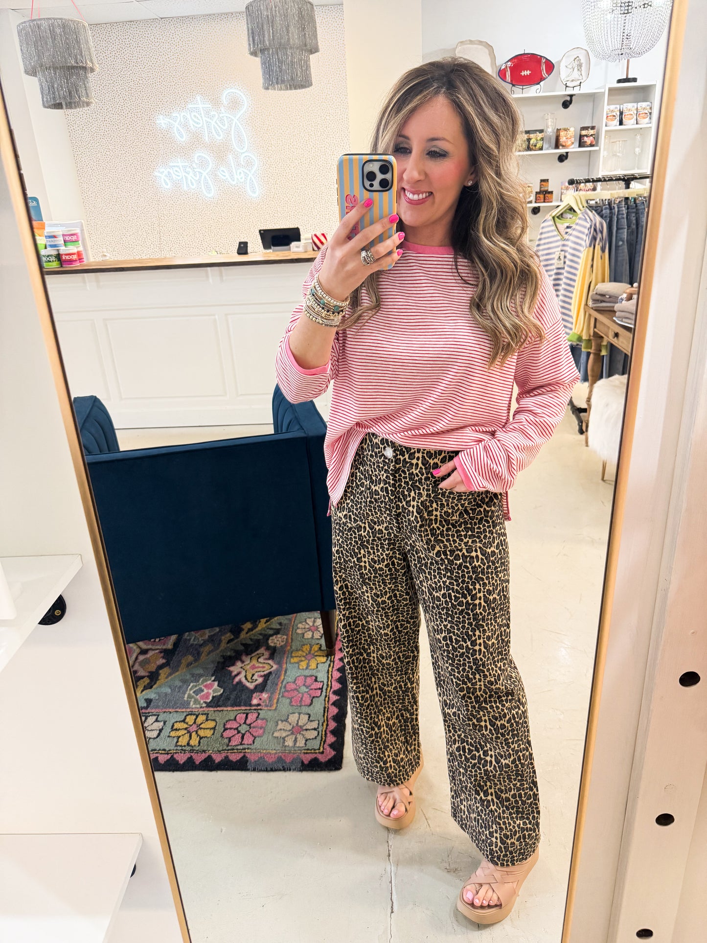 Lena Stripe Cherry Top