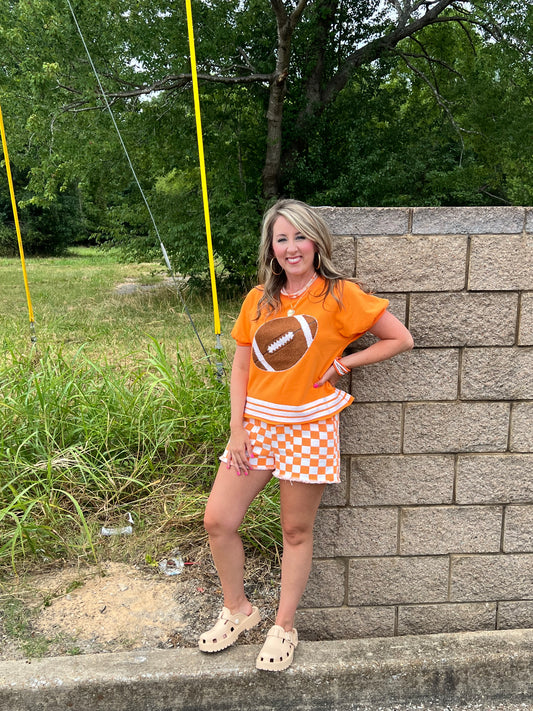 Sequin Orange Football Top