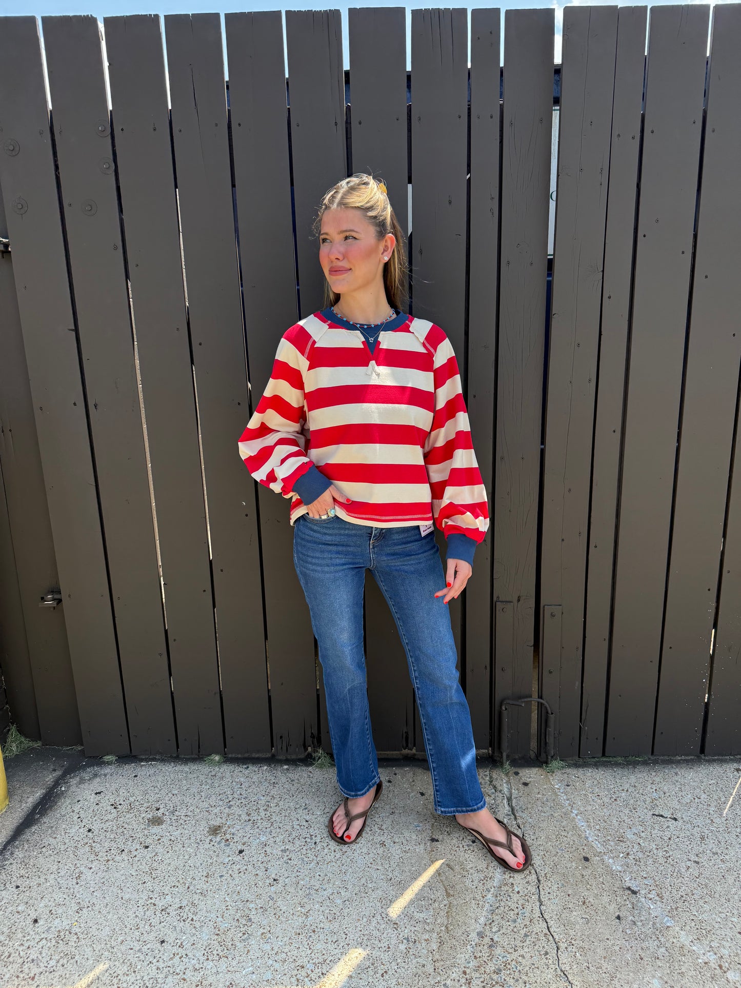Playful Stripes Top Red