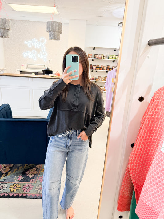 Henry Black Henley Top
