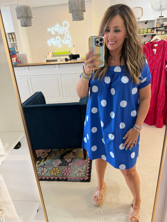 Peyton Blue Polka Dot Dress