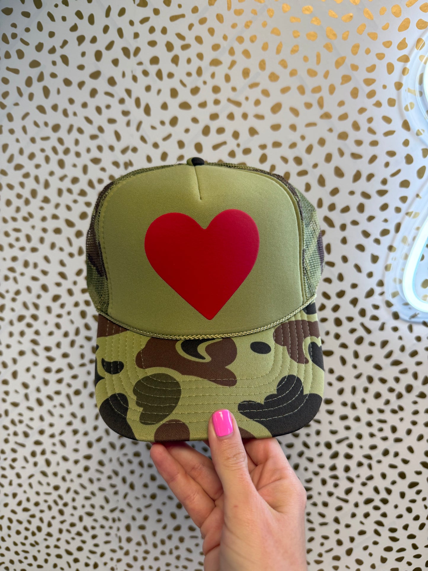 Red Heart Camo Trucker Hat