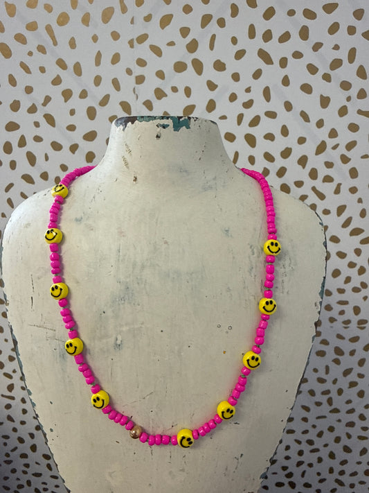 Pink Smiley Necklace