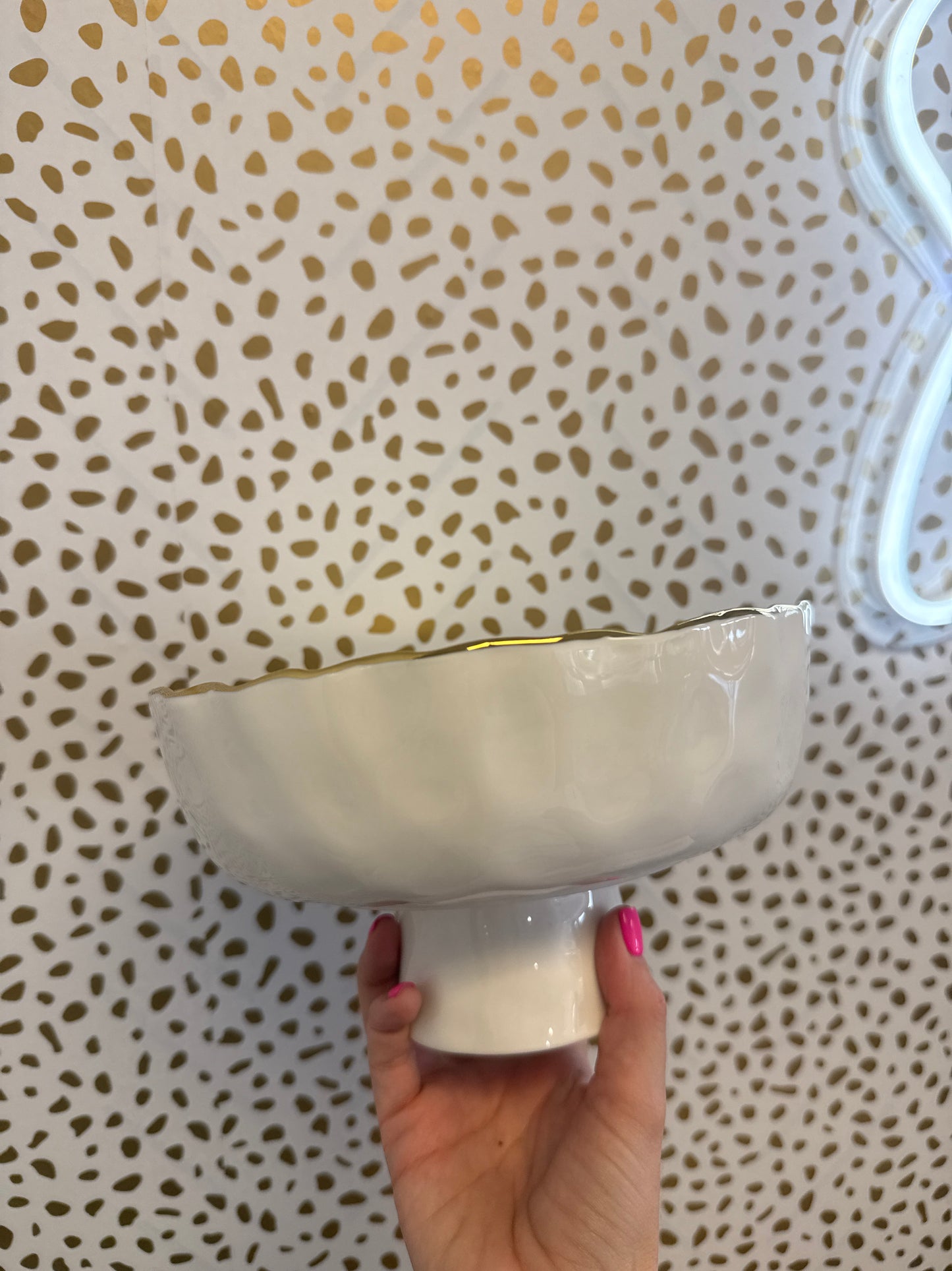 Pampa Bay Footed Bowl Gold Rim
