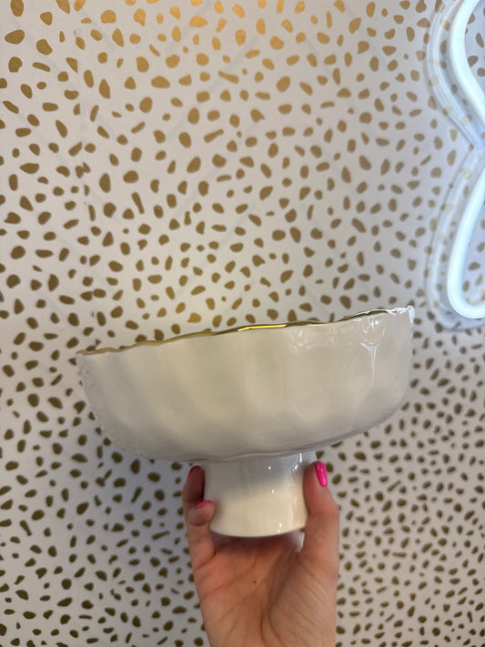 Pampa Bay Footed Bowl Gold Rim