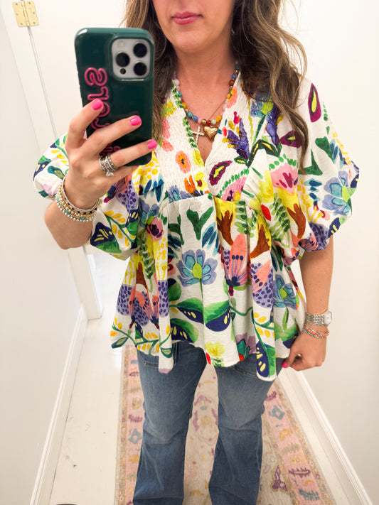 Lemon Lime Floral Top