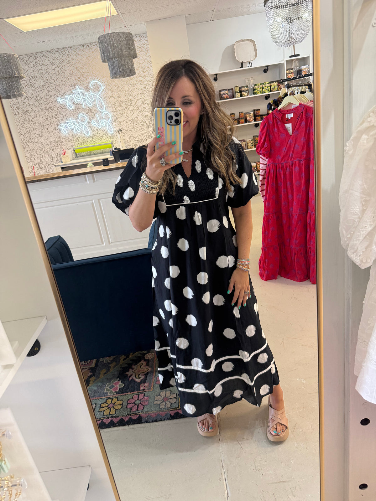 Mallie Polka Dot Black Dress