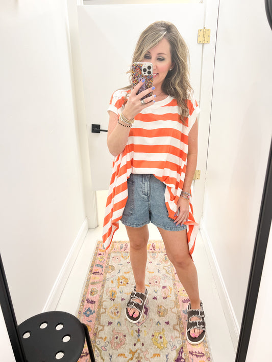 Birdie Stripe Tangerine Top