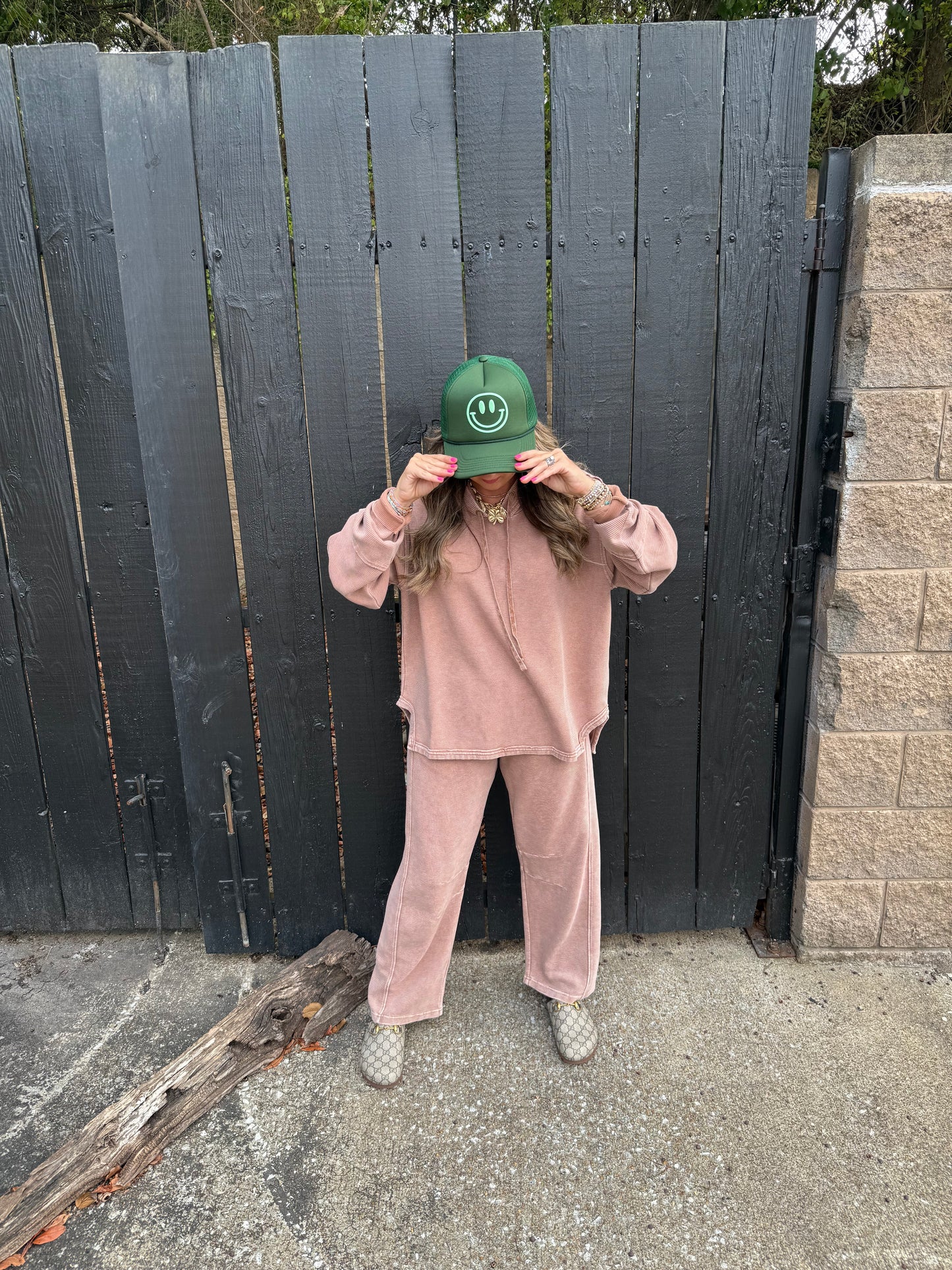 Puff Smiley Trucker Green