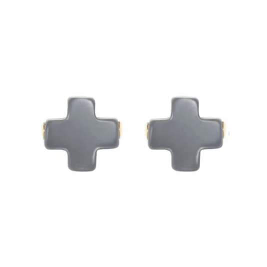 E Newton Signature Cross Stud Charcoal