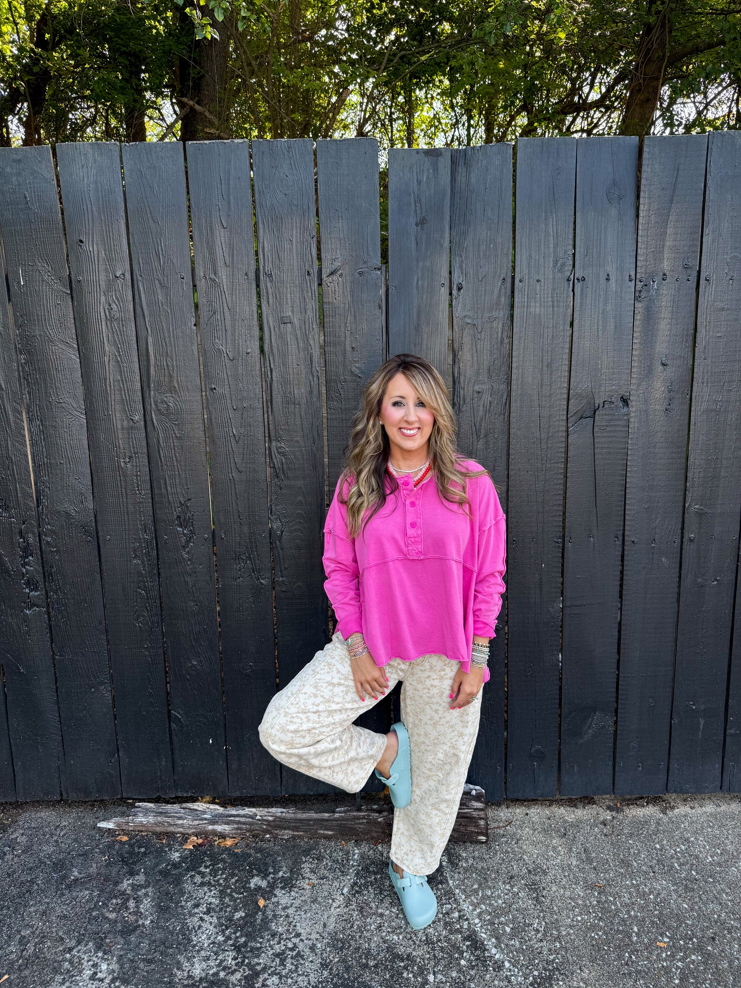 Henry Pink Henley Top