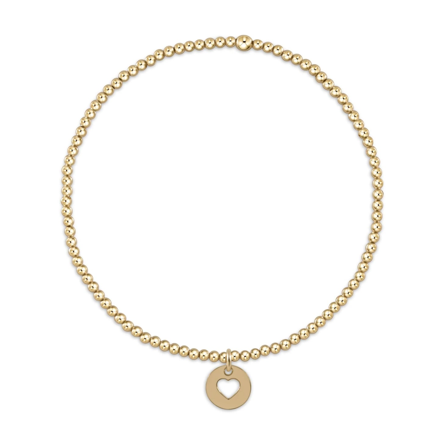 E Newton Classic Gold 2mm Bead Bracelet Love Small Gold Disc