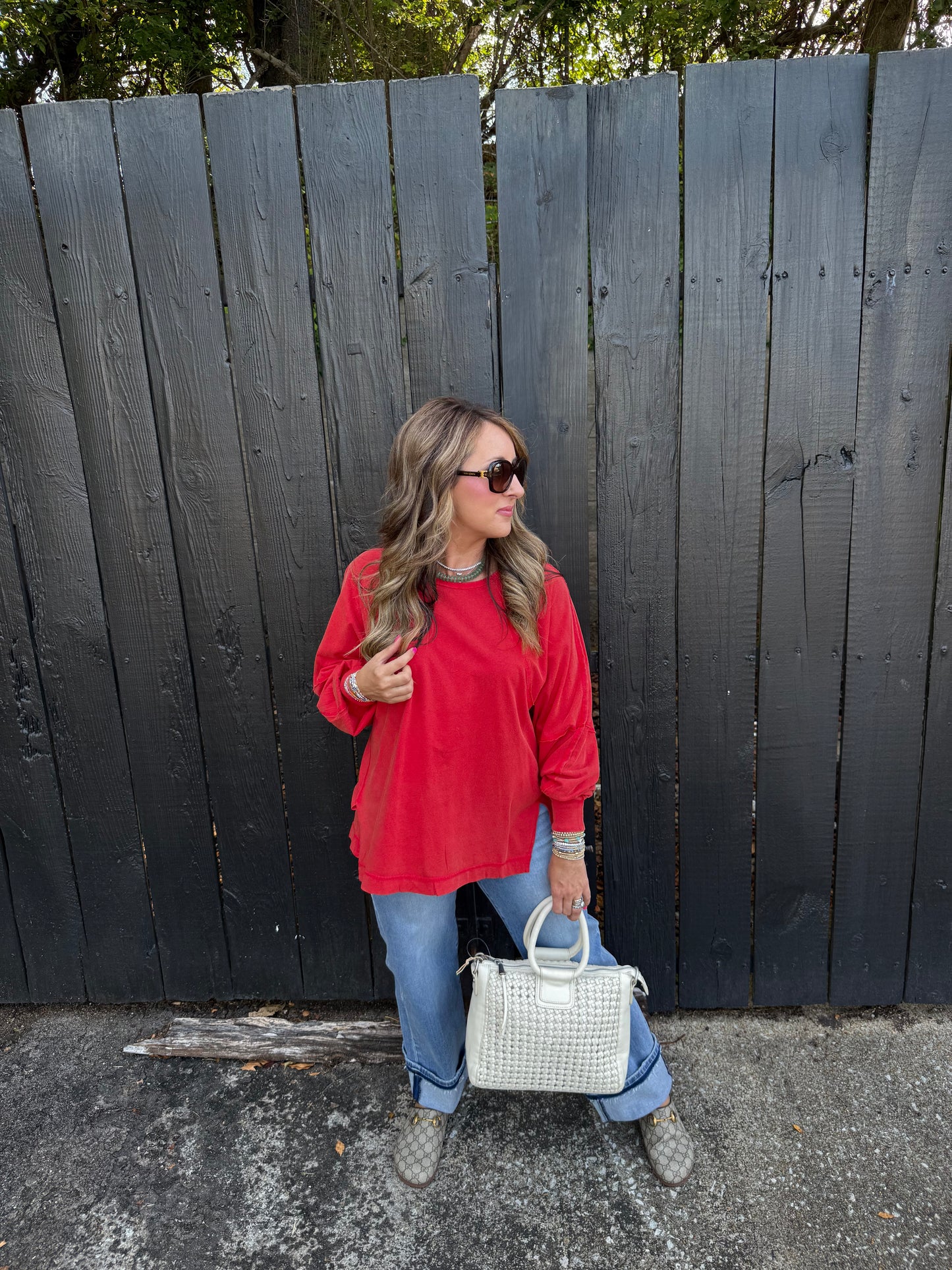 Rowdy Raglan Red Top
