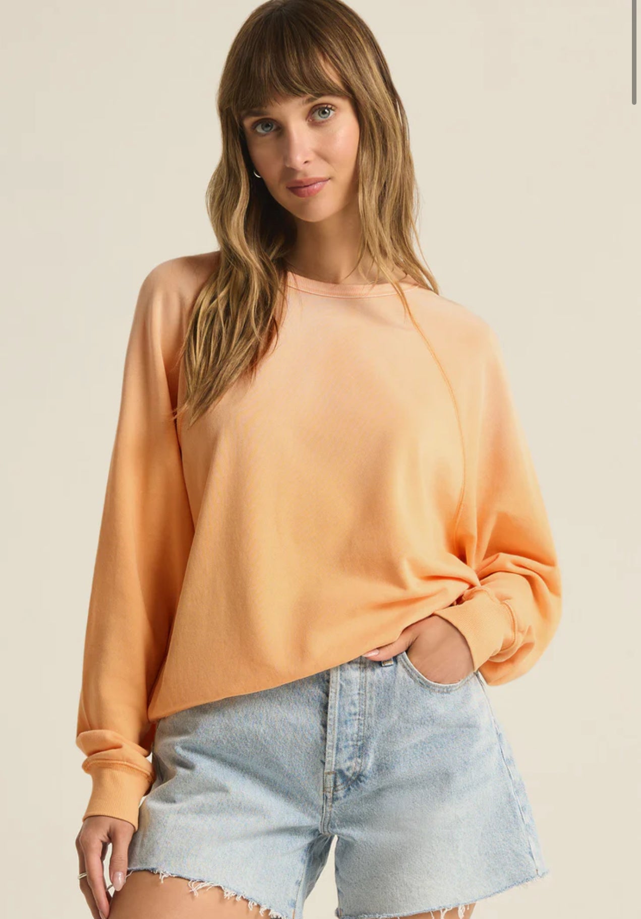 Z Supply Washed Ashore Sweatshirt Orange Cream