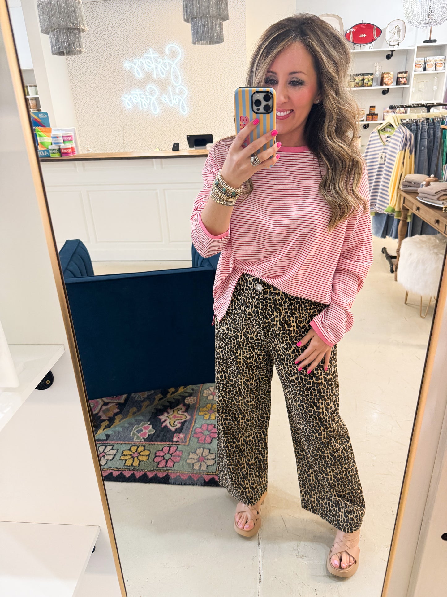 Lena Stripe Cherry Top