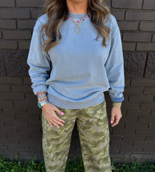 Z Supply Boyfriend Denim Sweatshirt