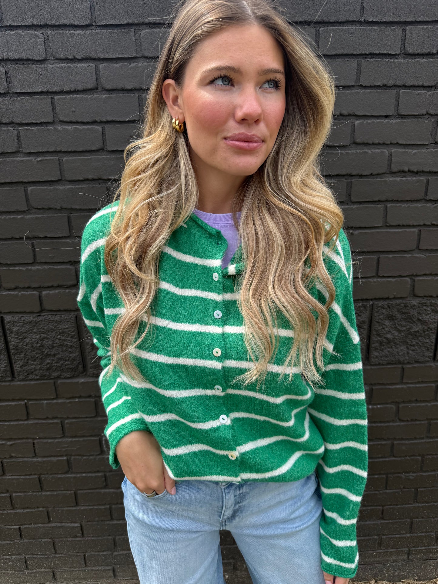 Piper Green Stripe Cardigan