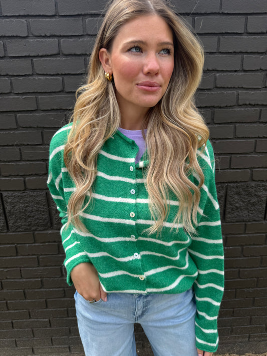 Piper Green Stripe Cardigan