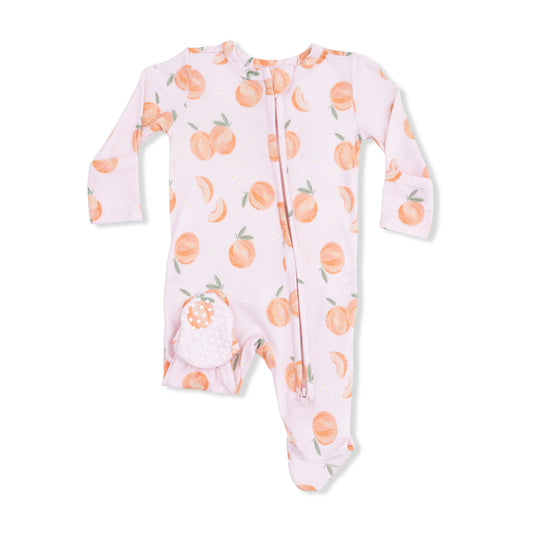 Angel Dear Ruffle Zipper Footie Sweet Peach