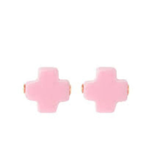 E Newton Signature Cross Stud-Pink