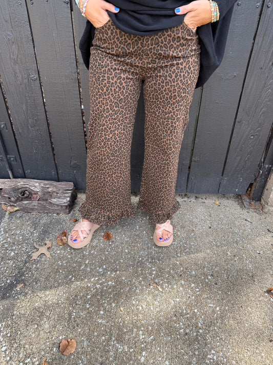 Ruffle Girl Leopard Pants
