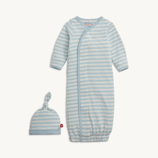 Magnetic Me Blue Stripe Gown+Hat Set