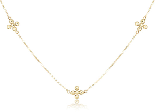 E Newton 15” Choker Simplicity Chain Classic Beaded Signature Cross Gold